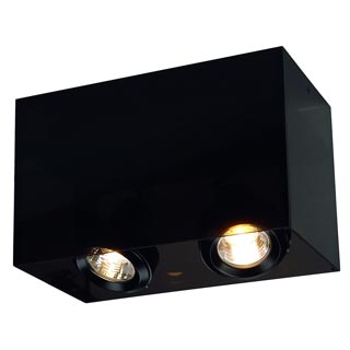 117222 ACRYLBOX GU10 DOUBLE светильник накладной для 2-х ламп GU10 по 50Вт макс., черный, Marbel
