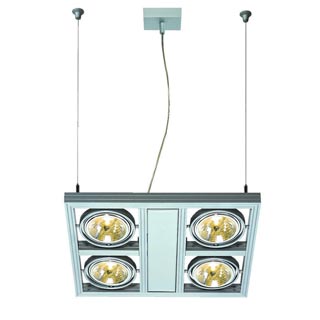 154212 AIXLIGHT® SQUARE QRB111 светильник подвесной с ЭПН для 4-x ламп QRB111 по 50Вт макс., серебристый, Marbel