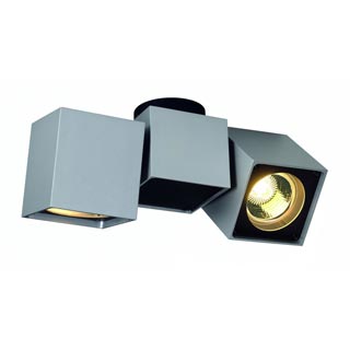 151534 ALTRA DICE SPOT 2 светильник накладной для 2-x ламп GU10 по 50Вт макс., серебристый / черный, Marbel