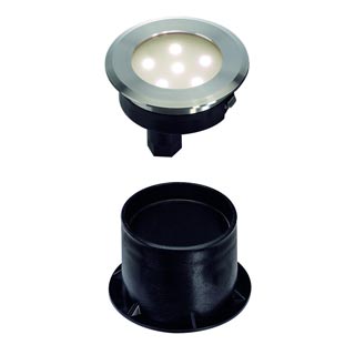 228402 DASAR® FLAT LED светильник встраиваемый IP67 c 6 белыми теплыми LED общ. 0.8Вт, сталь, Marbel