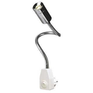 146672 DIO FLEX PLUG LED светильник с вилкой, выключ., блоком питания и бел тепл PowerLED 1Вт, хром/ белый, Marbel