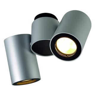 151834 ENOLA_B SPOT 2 светильник накладной для 2-х ламп GU10 по 50Вт макс., серебристый/ черный, Marbel