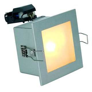 111202 FRAME BASIC G4 светильник встраиваемый для лампы G4 20Вт макс., серебристый / стекло матовое, Marbel