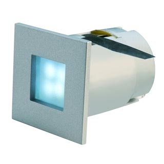 112717 MINI FRAME LED светильник встраиваемый со 4-мя синими LED общ. мощностью 0.3Вт, серебристый, Marbel