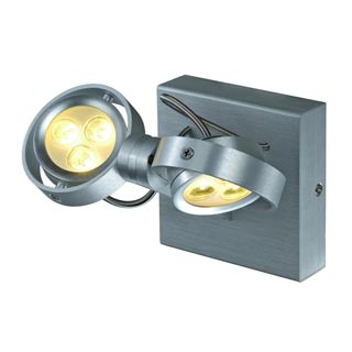 147772 KALU 2 LED DOUBLE светильник накладной с 6-ю белыми теплыми PowerLED по 1Вт, матированный алюминий, Marbel