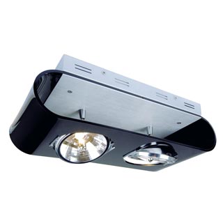 147592 RETROSIX QRB 2 светильник накладной с ЭПН для 2-x ламп QRB111 по 50Вт макс., матир. алюминий/ черный, Marbel