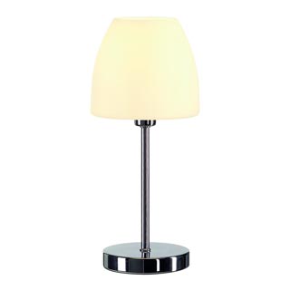 146902 RIOTTE SMALL светильник настольный для лампы Е14 40Вт макс., хром/ стекло белое, Marbel
