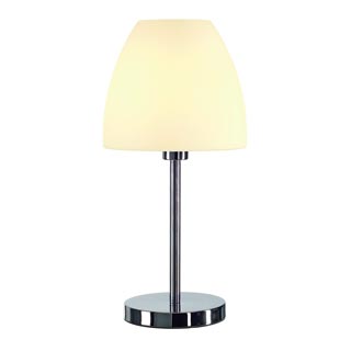 146912 RIOTTE светильник настольный для лампы E27 60Вт макс., хром/ стекло белое, Marbel