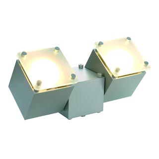 151142 SQUARE DICE 2 светильник накладной для 2-x ламп GU10 по 50Вт макс., серебристый / стекло матовое, Marbel