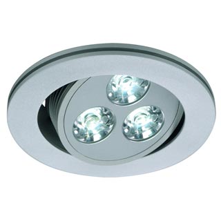 111854 TRITON 3 LED downlight, round, silvergrey, 3x1W LED, neutral white, adjustable, 4000K, Marbel